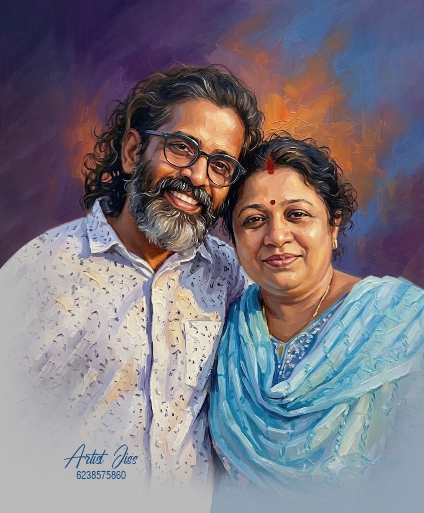 Featured oil portrait of a couple by Artist Jiss